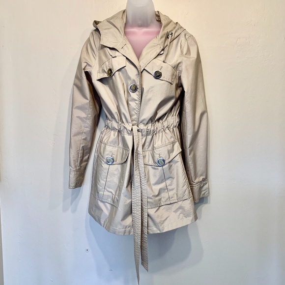 Boston Proper Jackets & Blazers - Boston Proper | Belted Hooded Button Mini Raincoat